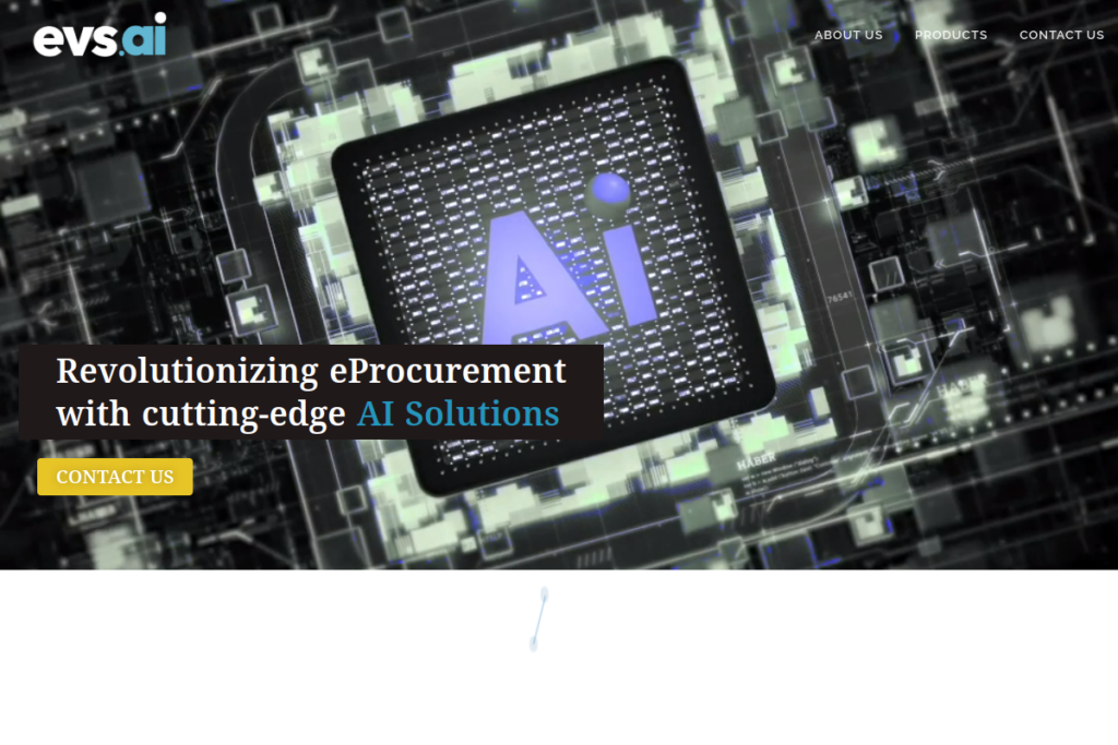 Screenshot of the EVS AI website homepage