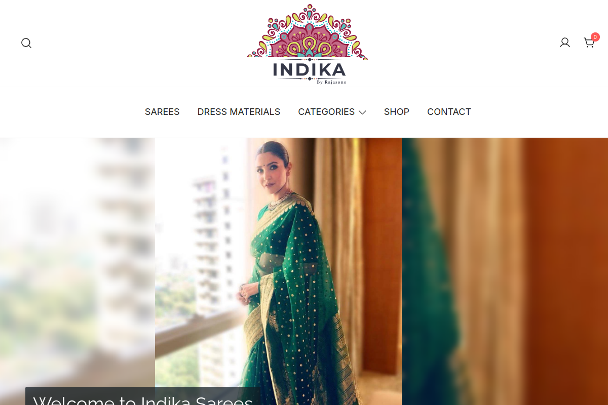 Indika Sarees — website screenshot