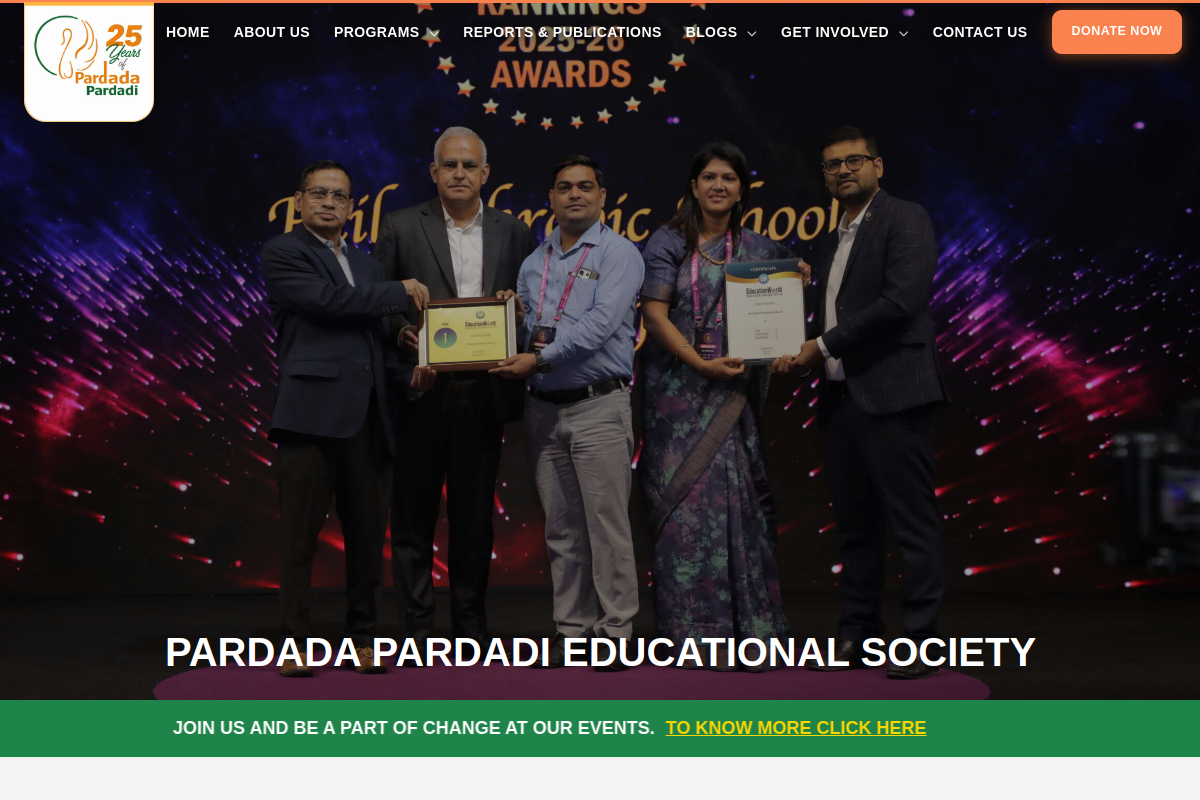 Pardada Pardadi Educational Society — website screenshot
